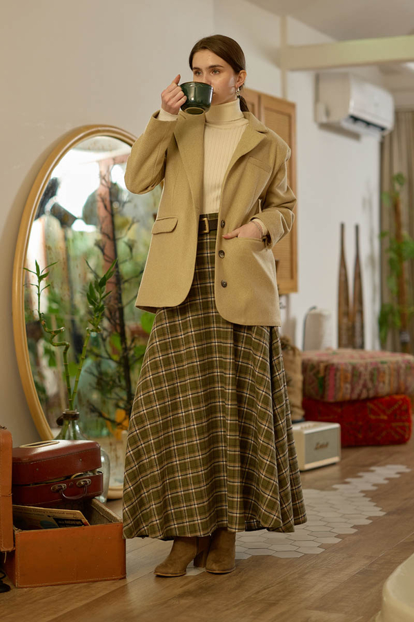 Melton Blazer Jacket Beige - 2