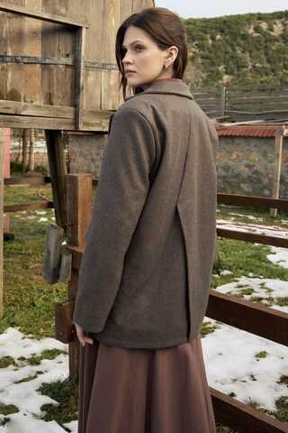 Melton Blazer Jacket Brown - 16