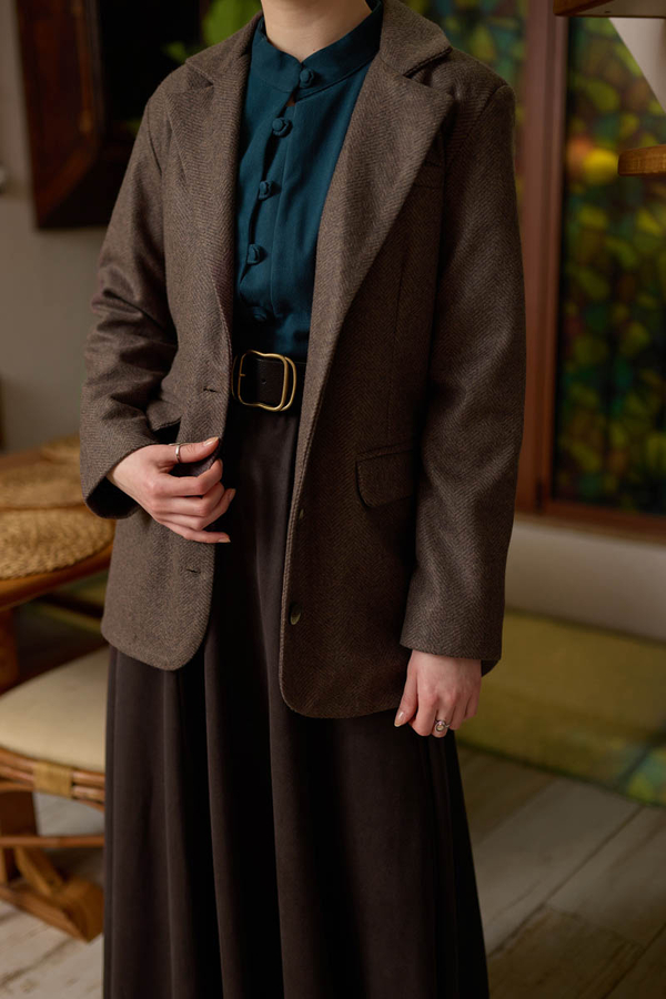 Melton Blazer Jacket Brown (1)