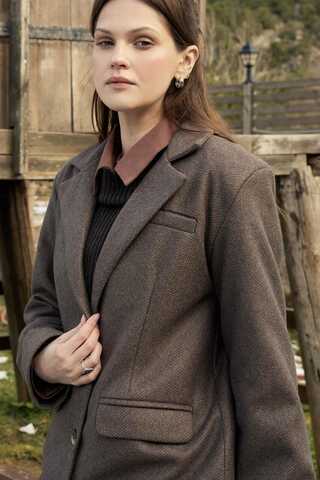 Melton Blazer Jacket Brown - 10
