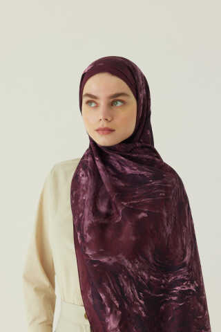 Mermer Desenli Şal Bordo - 2