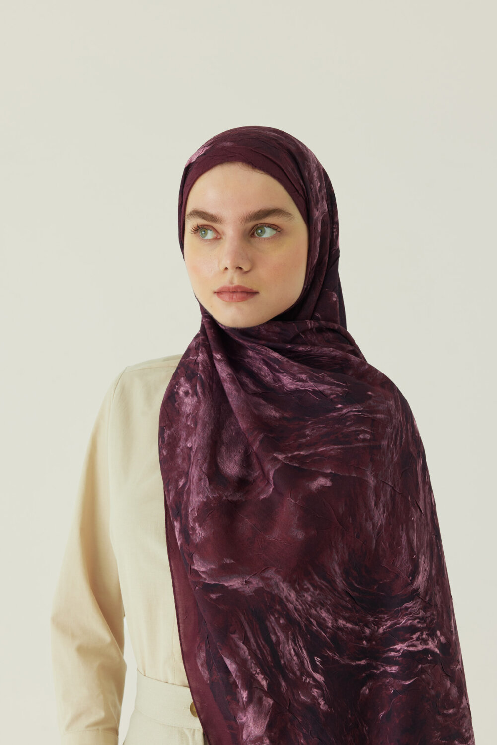 Mermer Desenli Şal Bordo - 2