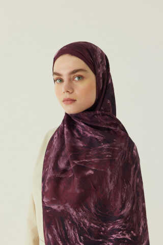 Mermer Desenli Şal Bordo - 3