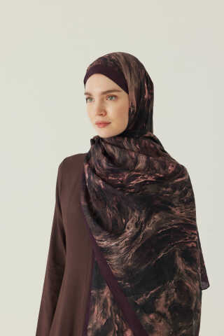 Mermer Desenli Şal Kızıl Kahve - 1