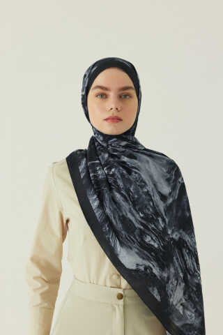 Mermer Desenli Şal Siyah - 2