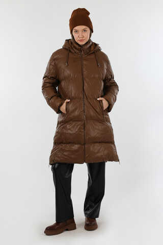 Midi Boy Şişme Mont Kahverengi - 1