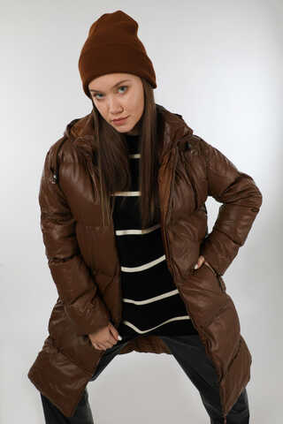 Midi Boy Şişme Mont Kahverengi - 2