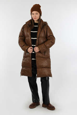 Midi Boy Şişme Mont Kahverengi - 3