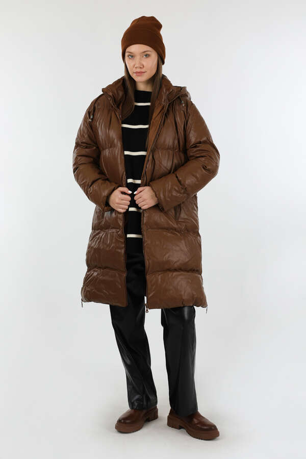 Midi Boy Şişme Mont Kahverengi - 3