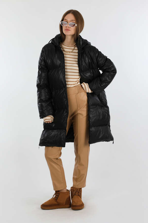 Midi Boy Şişme Mont Siyah - 3