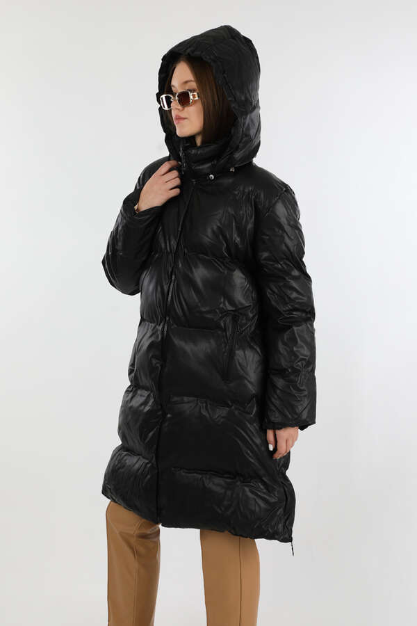 Midi Boy Şişme Mont Siyah - 4
