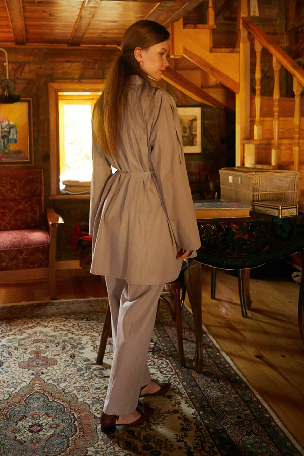 Mink Trouser Set with Gathered Shoulder Detail - 5