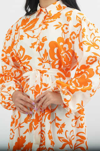 Mixed Pattern Dress Orange - 3