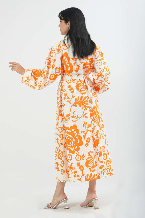 Mixed Pattern Dress Orange - 4