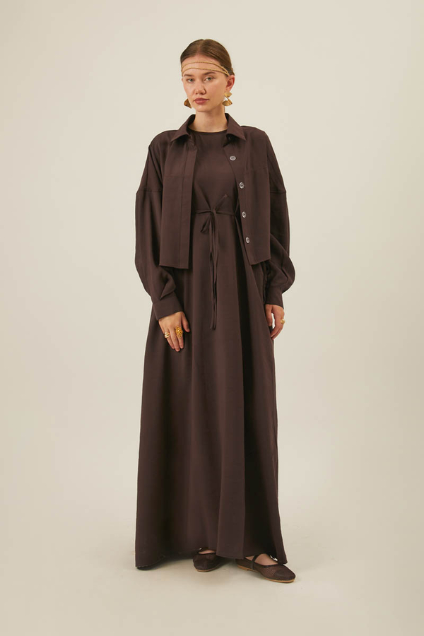 Modal Shirted Set Brown - 11