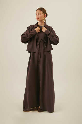 Modal Shirted Set Brown - 3