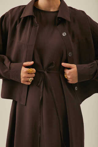 Modal Shirted Set Brown - 4