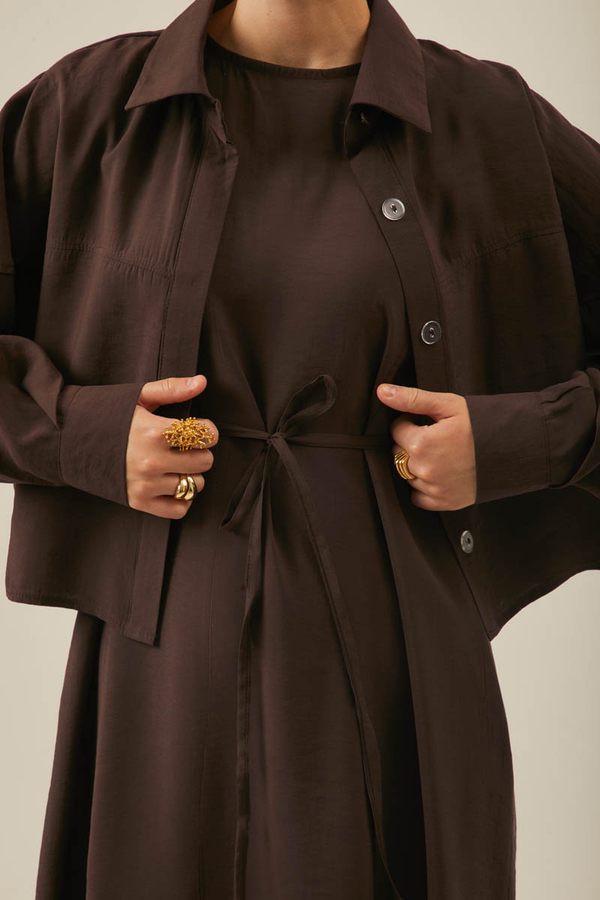 Modal Shirted Set Brown - 4