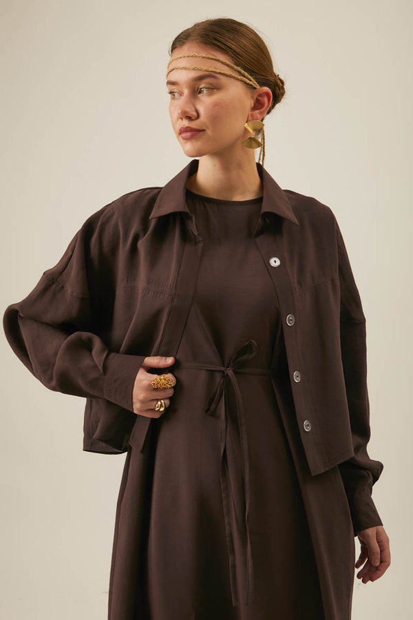 Modal Shirted Set Brown - 2