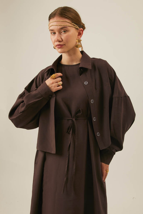 Modal Shirted Set Brown - 10