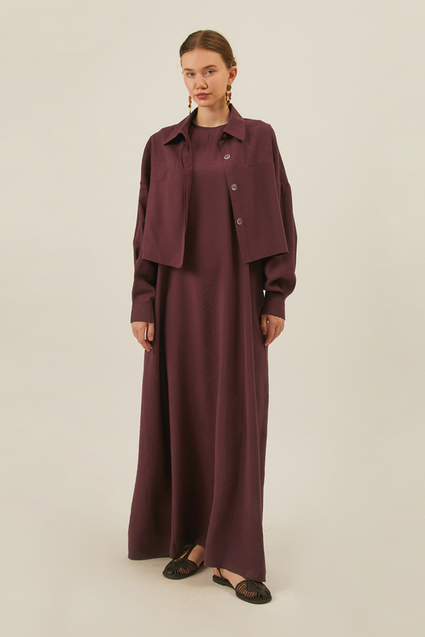 Modal Shirted Set Burgundy - 5