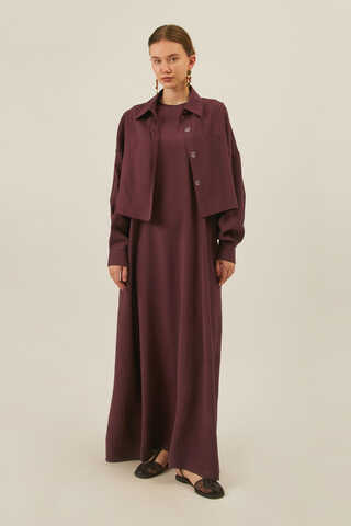 Modal Shirted Set Burgundy - 5