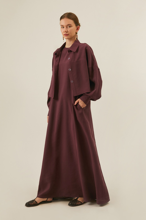 Modal Shirted Set Burgundy - 7