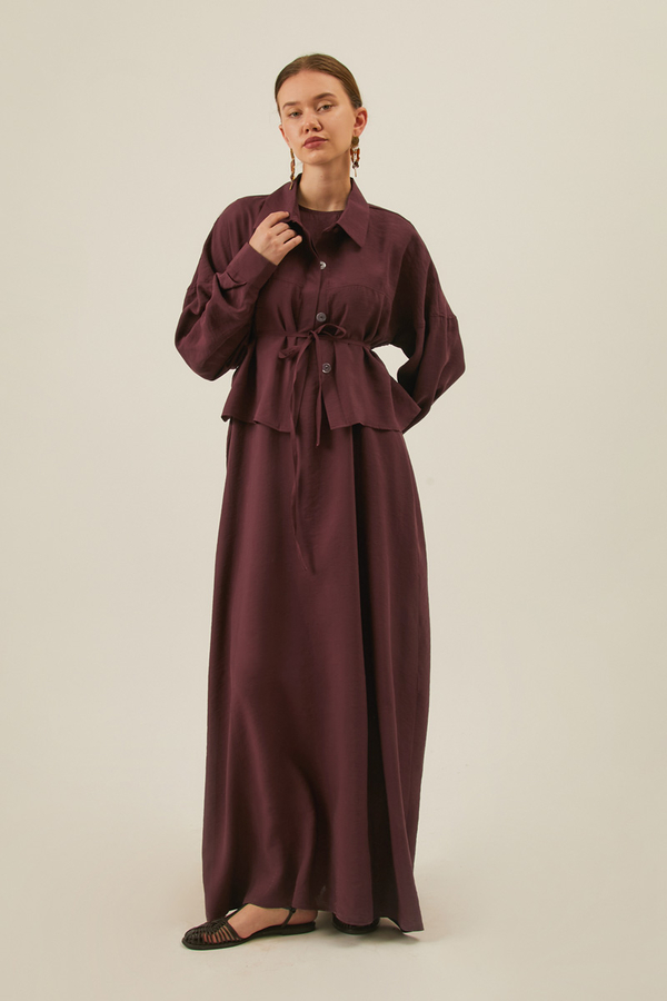 Modal Shirted Set Burgundy - 12