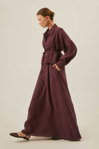 Modal Shirted Set Burgundy - 13