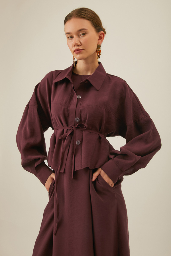 Modal Shirted Set Burgundy - 8