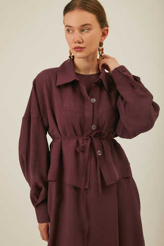 Modal Shirted Set Burgundy - 6
