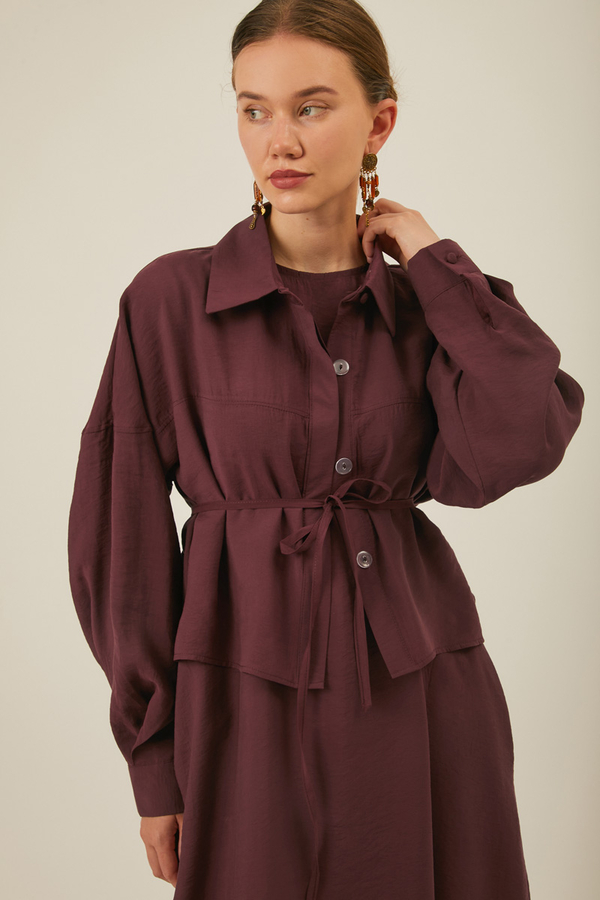 Modal Shirted Set Burgundy - 6