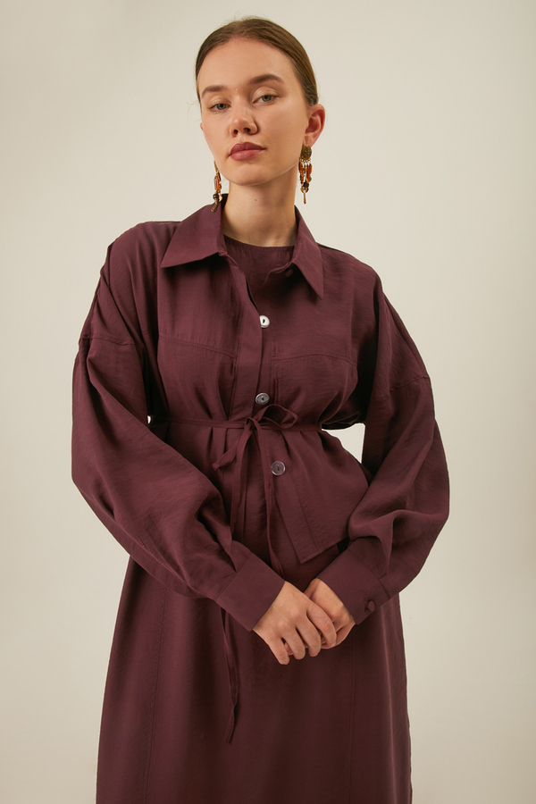 Modal Shirted Set Burgundy - 14