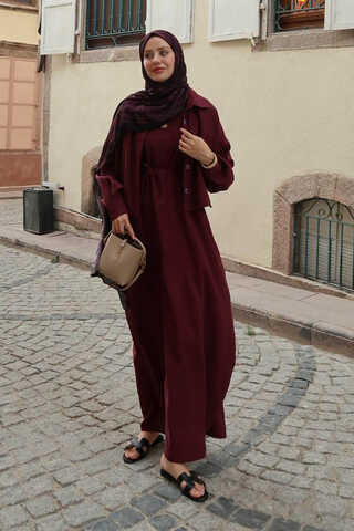 Modal Shirted Set Burgundy - 4