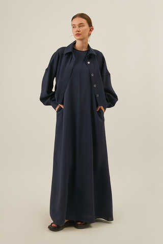 Modal Shirted Set Navy Blue - 9