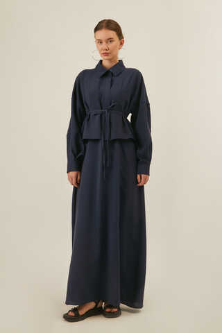 Modal Shirted Set Navy Blue - 1