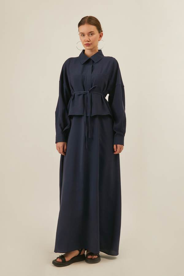 Modal Shirted Set Navy Blue - 1