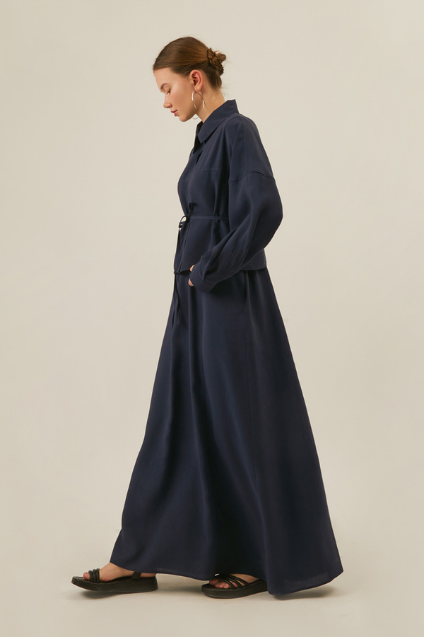 Modal Shirted Set Navy Blue - 10