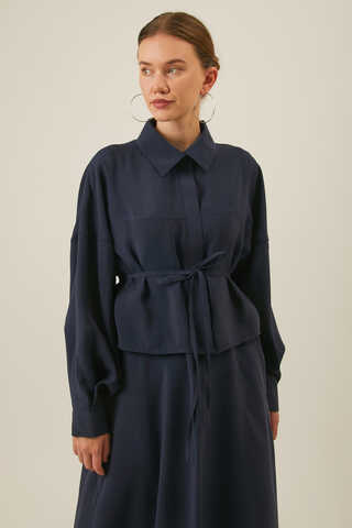 Modal Shirted Set Navy Blue - 3