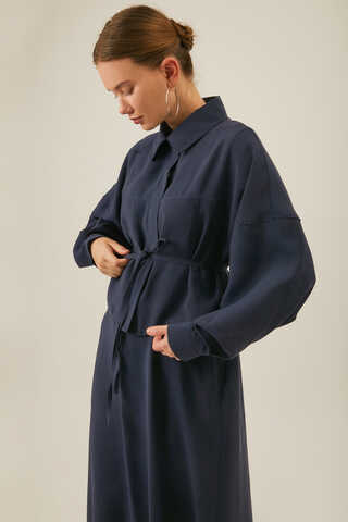 Modal Shirted Set Navy Blue - 4