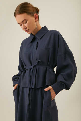 Modal Shirted Set Navy Blue - 5