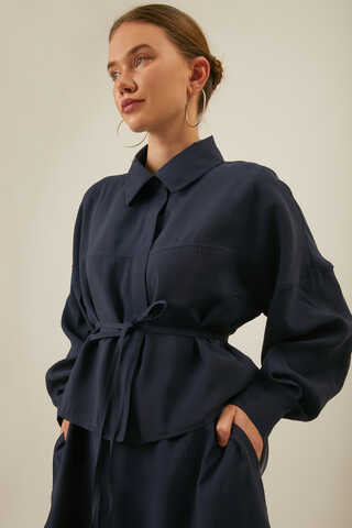Modal Shirted Set Navy Blue - 6