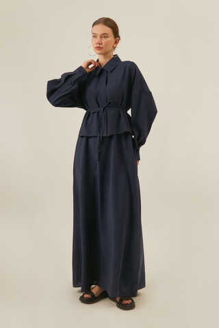 Modal Shirted Set Navy Blue - 11