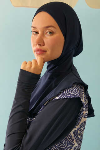 Modest Swim Cap in Navy Blue - 2