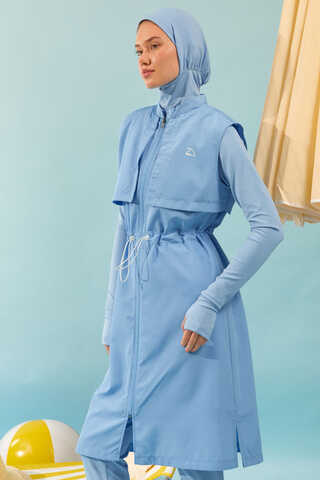 Modest Swimsuit with Vest in Baby Blue - 2