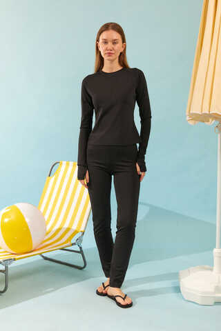 Modest Swimsuit with Vest in Black - 4