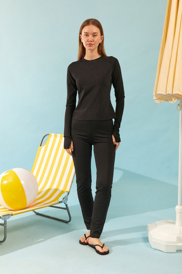 Modest Swimsuit with Vest in Black - 4