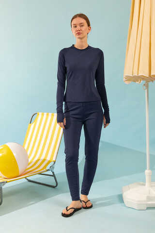 Modest Swimsuit with Vest in Dark Navy - 2