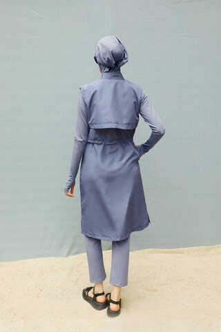 Modest Swimsuit with Vest in Grey - 10