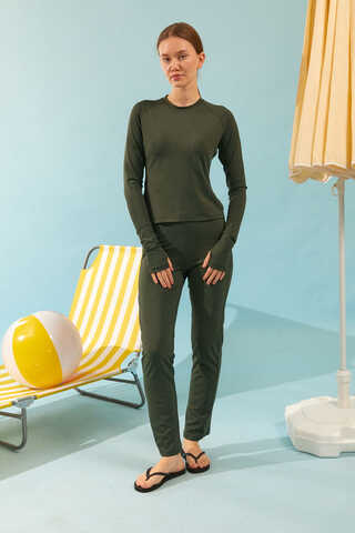 Modest Swimsuit with Vest in Khaki - 5